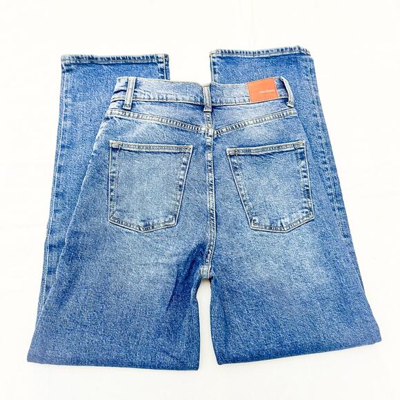 Zara Vintage Slim Denim Jeans Button Fly Size 2 Wide Leg Distressed NWT - Picture 5 of 9